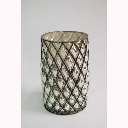 Cylinder w/net silver h27cm