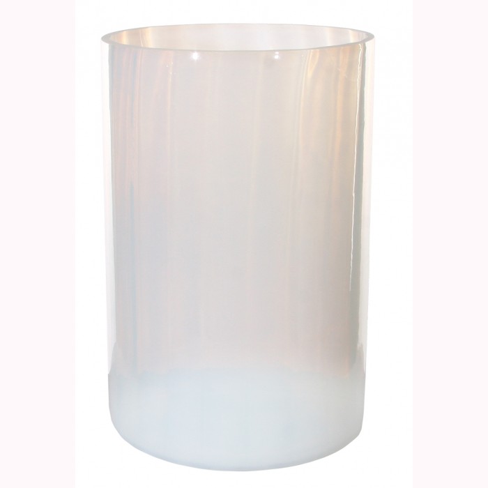Glass cylinder lined milky white h22,5cm